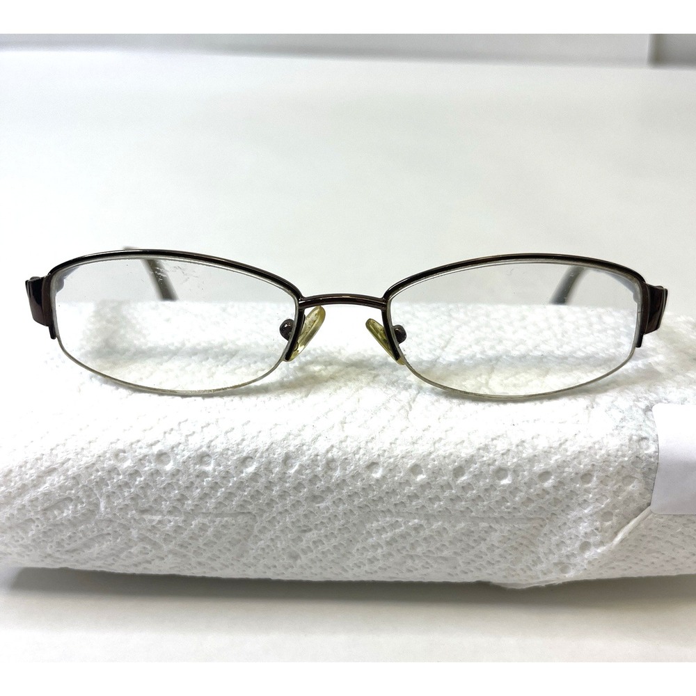 SAKS FIFTH AVENUE Womens Semi-Rimless Eyeglass Frames Brown Heart Accent 231 02